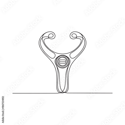 Minimalist line drawing of a slingshot a simple hunting and recreational tool