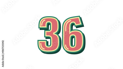 Retro Number 36, Vintage Style Graphic Design