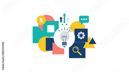 Innovative Business Idea Lightbulb Concept, Growth and Strategy