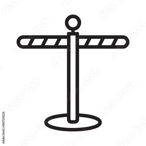 A simple black and white illustration of a retractable belt barrier post