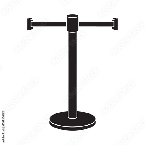 A simple black silhouette of a crowd control barrier with a flat top