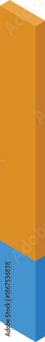 Isometric projection of a vertical bar chart symbolizing market share, target achievement, or any other comparative data representation