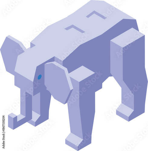 Geometric elephant showcasing isometric projection, ideal for design projects, presentations, and educational materials