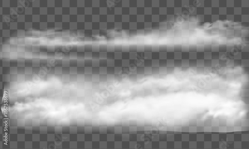 Realistic cloud and smoke effects isolated on transparent background