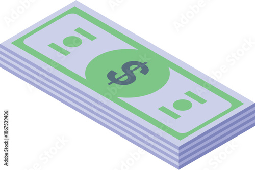 Isometric stack of dollar bills illustrating financial concepts such as saving, investment, and wealth accumulation