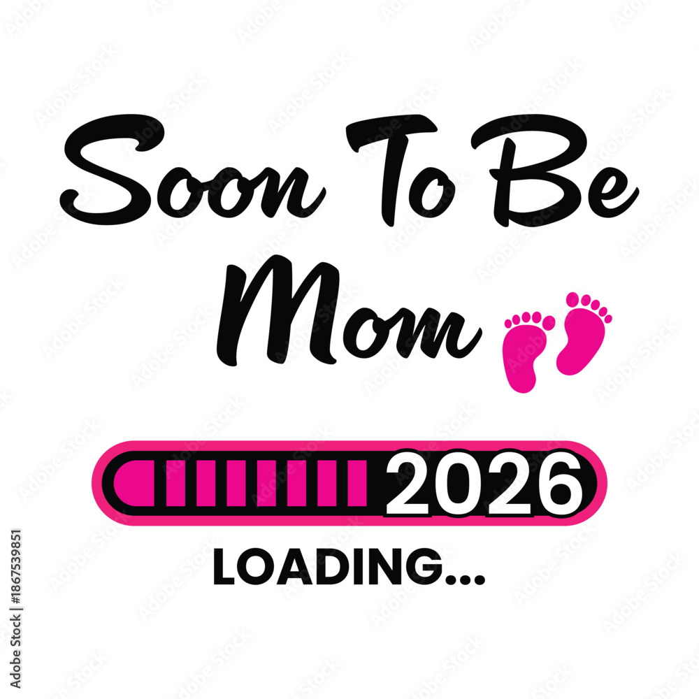 Obraz premium Soon to be Mom -Progress bar with inscription. Vector illustration for t-shirt design, poster, card, baby shower decoration
