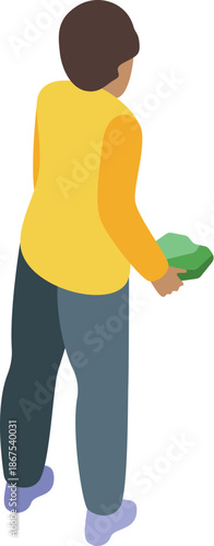 Volunteer cleaning up park by picking up trash