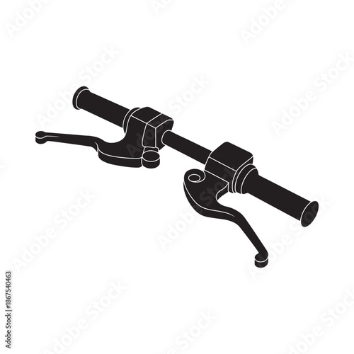 Black and white illustration of motorcycle handlebar controls and brake levers