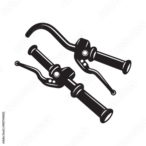 Black and white illustration of motorcycle handlebar controls and brake lever