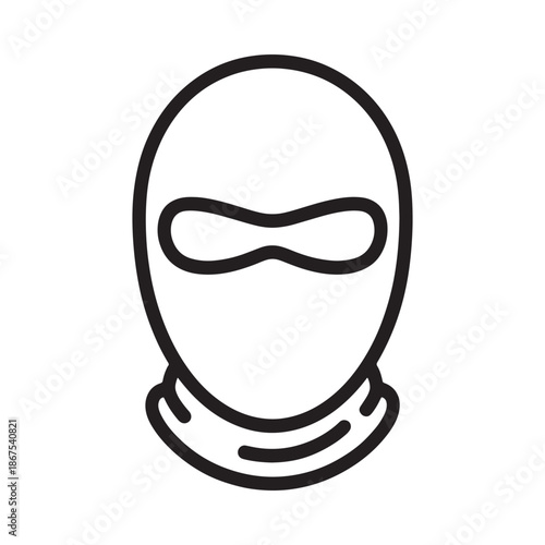 Simple black and white line drawing of a balaclava or ski mask
