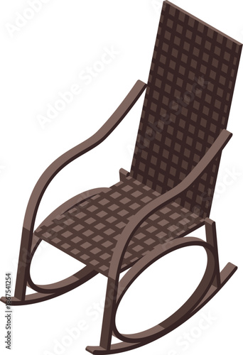Brown rocking chair with checkered pattern offers a cozy spot for relaxation