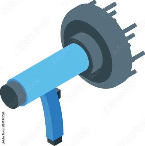 Hot air is coming out of a modern hair dryer diffuser, useful for hairdressers and professionals