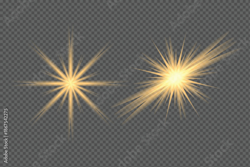 Light flares set isolated on transparent background