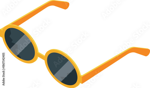 Round sunglasses with orange frame provide stylish eye protection