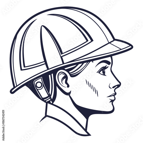 Woman wearing riding helmet