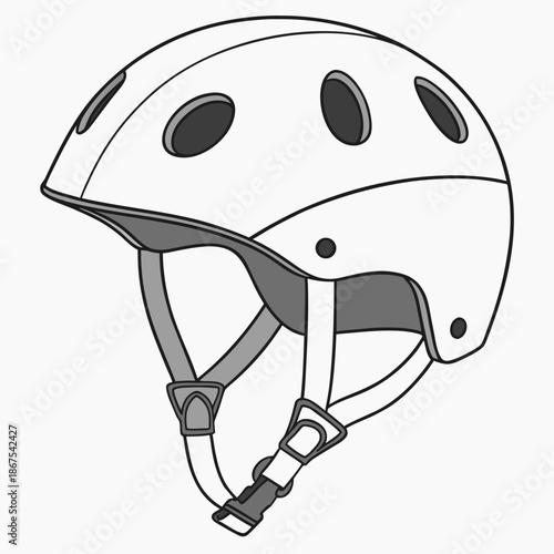 White safety helmet with straps