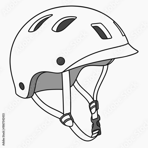 White bicycle helmet with adjustable straps