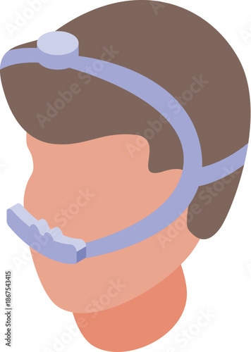 Patient wearing modern continuous positive airway pressure mask for sleep apnea treatment