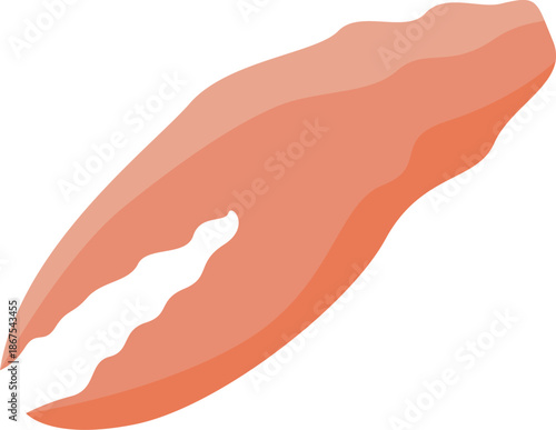 Single cooked crab claw isolated on white background, ready to be served as part of a seafood dish