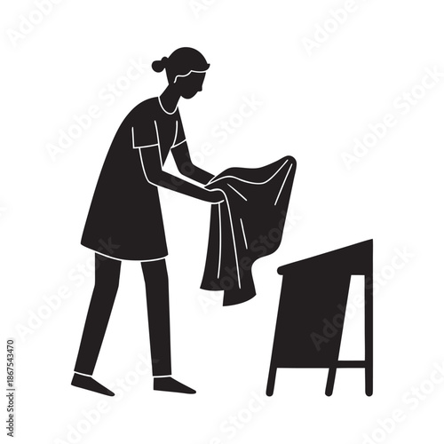 Cozy Home Laundry Folding Daily Routine Silhouette