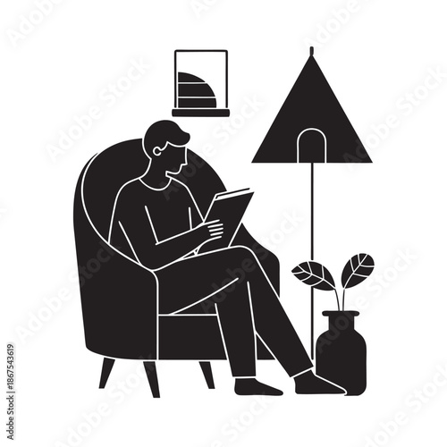 Cozy Reading Corner At Home Silhouette