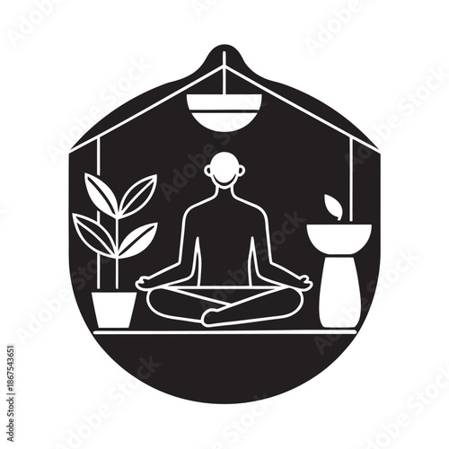 Eco Bathroom Mindfulness And Relaxation Moment Silhouette