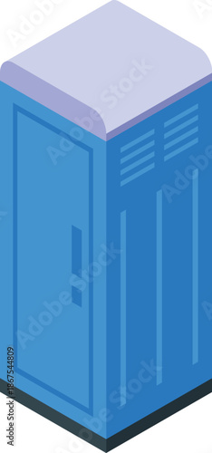 Isometric projection of a portable toilet, ensuring sanitation and convenience at outdoor events and construction sites