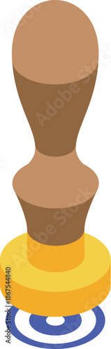 Wooden notary stamp pressing an embossed mark on a legal document, creating an official signature