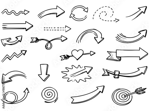 シンプルな矢印のベクターイラストセット