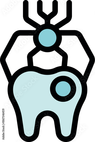 Microscopic robot performing dental treatment, fixing a cavity and offering innovative solutions for oral health