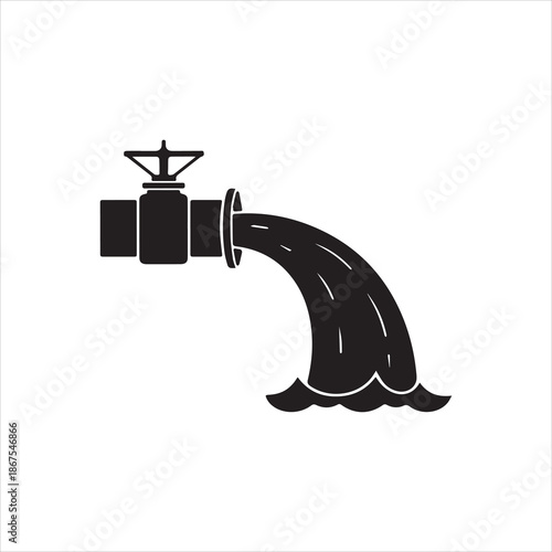  Silhouette pipe with liquid waste water flowing Vector illustration