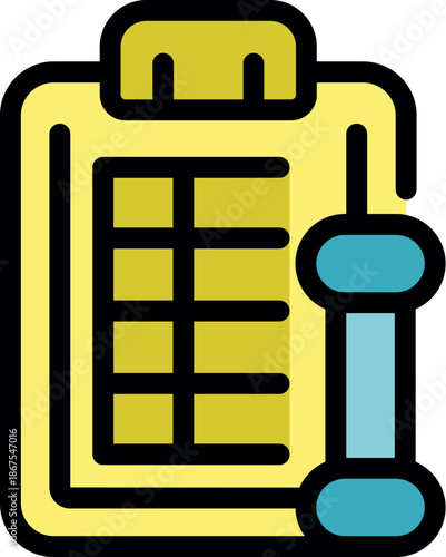 Clipboard displaying fitness plan with dumbbell, symbolizing workout tracking and exercise progress