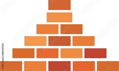 Stack of red construction bricks vector, bricks building a tower vector, bricks vector illustration