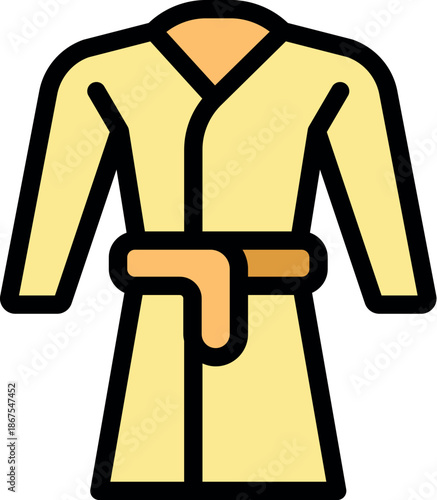 Comfortable yellow bathrobe tied with a belt, perfect for relaxing at home or in a spa