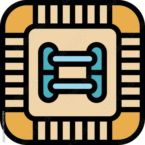 Electronic integrated circuit representing processing power, data handling, and digital innovation in modern computing