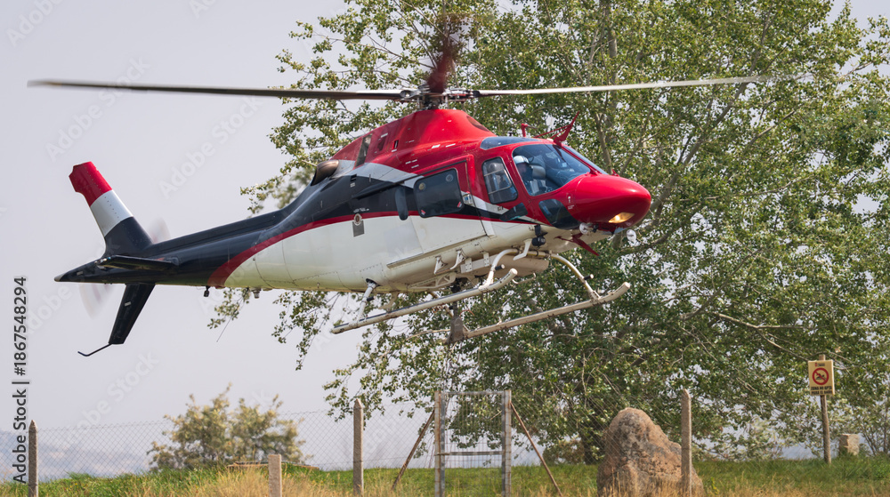custom made wallpaper toronto digitalRed Helicopter Taking Off in a Countryside Setting