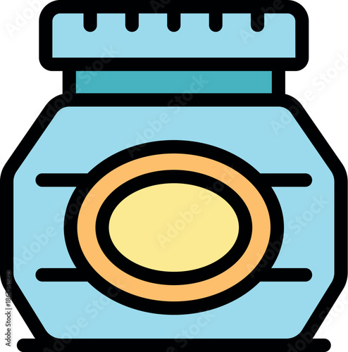 Honey jar with label containing fresh honeycomb, ideal for representing organic honey products or beekeeping