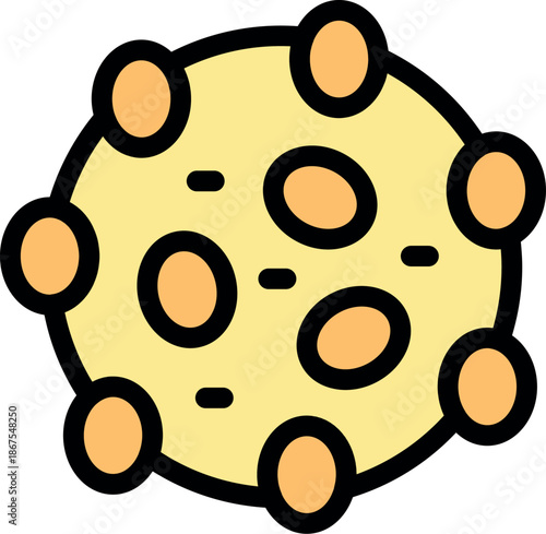 Cartoon moon with craters showing lunar surface in space, universe exploration and astronomy science concept