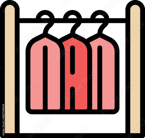 Clothes are hanging on a clothing rack, symbolizing wardrobe organization and fashion storage solutions