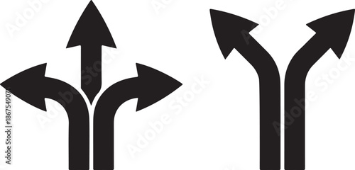 Black arrows pointing in various directions illustration of choices and decision making