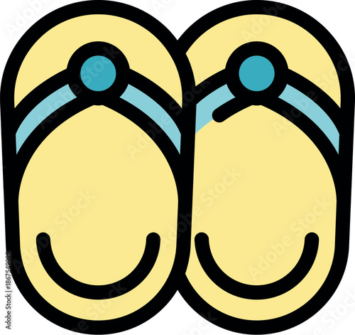 Comfortable yellow flip flops symbolize summer, relaxation, and beach vacations