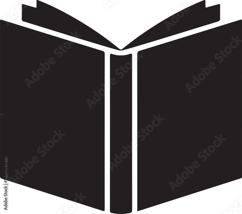 An open book icon black silhouette on a white background reading and knowledge