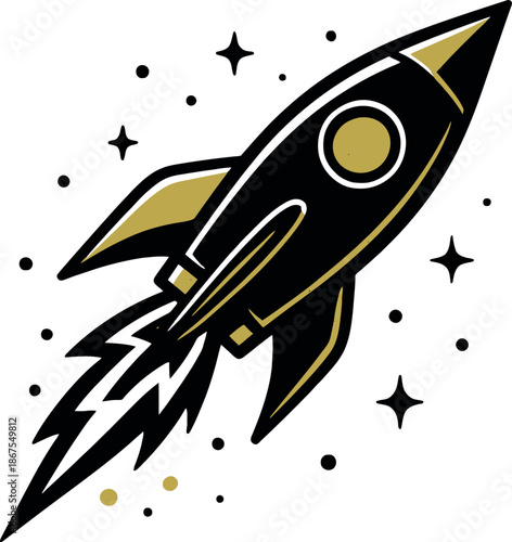 Rocket Vector Space Ship Launch Startup Logo Art