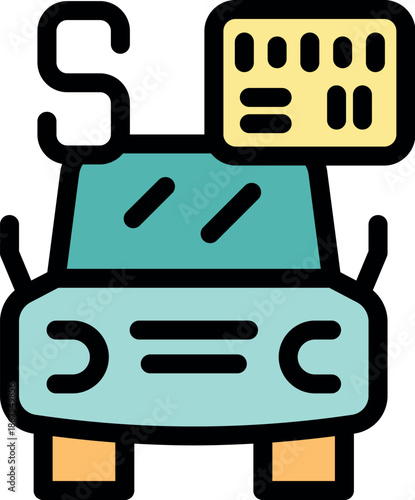 Car with student driver permit on the roof, learning to drive safely