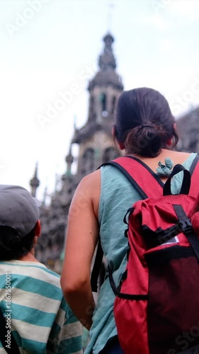 tourist, smartphone, ghent, belgium, travel, architecture, woman, backpack, outdoors, canal, flower, city, urban, exploring, navigation, technology, mobile, destination, summer, vacation, trip, europe