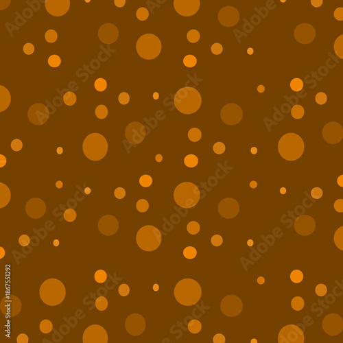 Wallpaper Mural Playful seamless pattern featuring various sized orange and brown circles on a dark brown background.  for retro textiles, wrapping paper, and creative wallpapers Torontodigital.ca