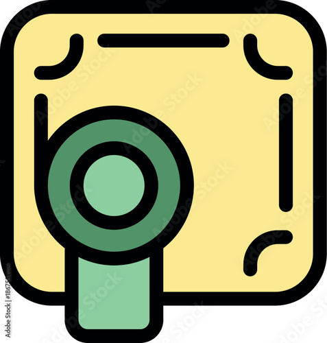 Secure data storage is represented by a floppy disk with a green lock, symbolizing data protection and security measures