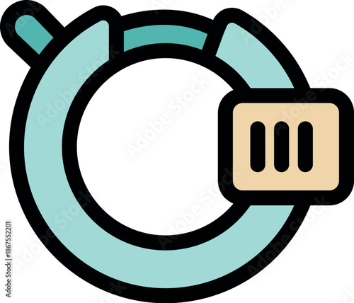 Circular smart watch displaying battery charging status with a partially filled ring and signal bars