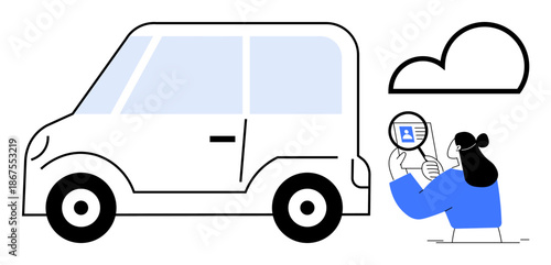 Vehicle identification involving car, cloud, and digital license verification. Vehicle identification for digital records, cloud storage, traffic systems, identity verification, and smart mobility