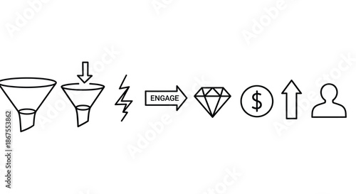 Engaging customers through effective sales funnel Vector